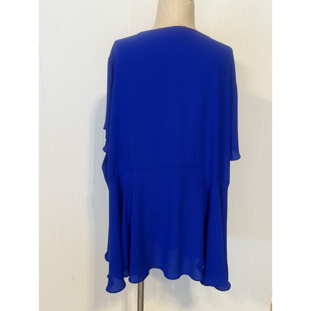 Torrid Tunic Top Womens 5 Royal Blue Flowy V Neck Flutter Sleeve Boho Blouse - Picture 4 of 6